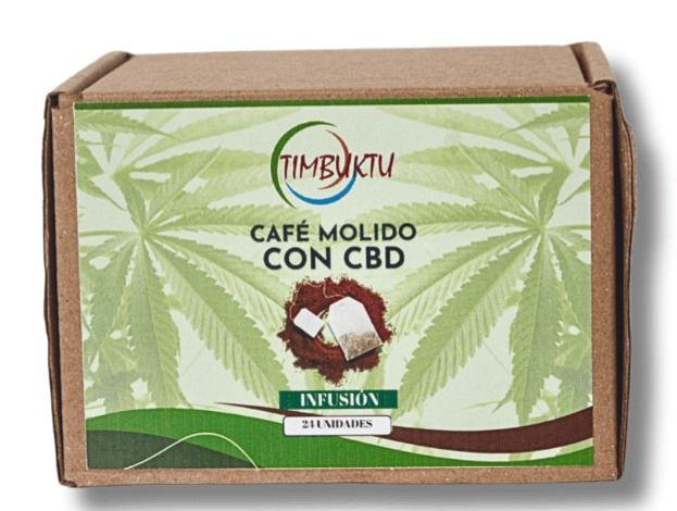 Café Organico con cannabis CBD Molido en caja de 24 sobres_0