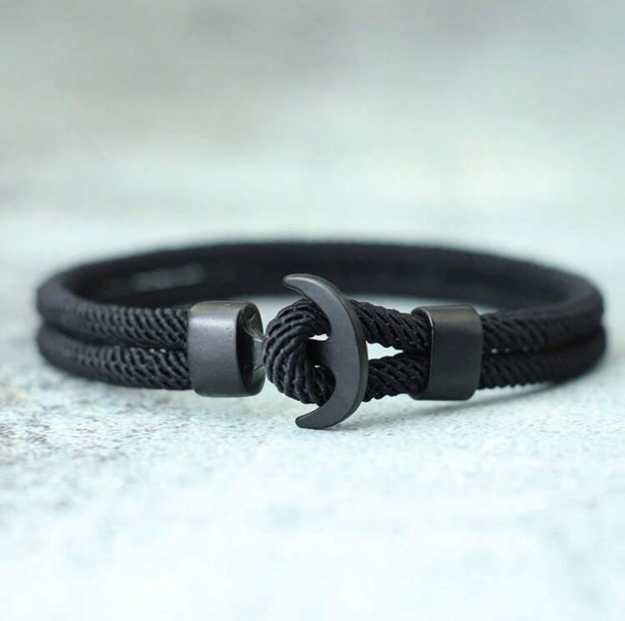 Bracelet Noir avec Sangle en Forme d'Encre de Bateau_2