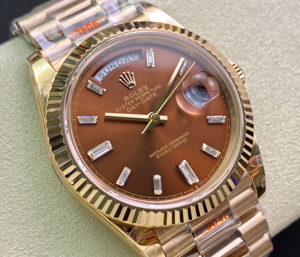 Super Clone Day-Date 40 Chocolate Diamond Dial RG President_1