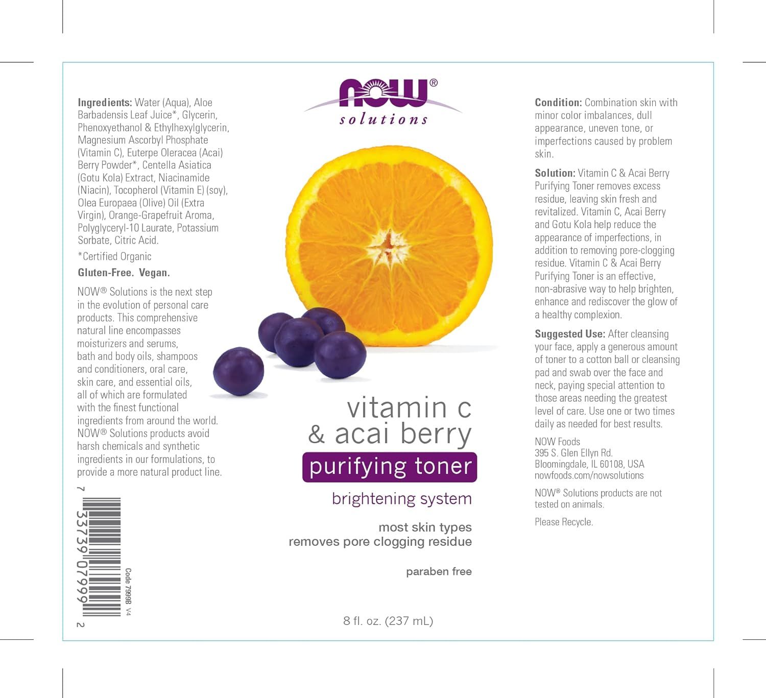 NOW VIT C & ACAI TONER 8 OZ_1