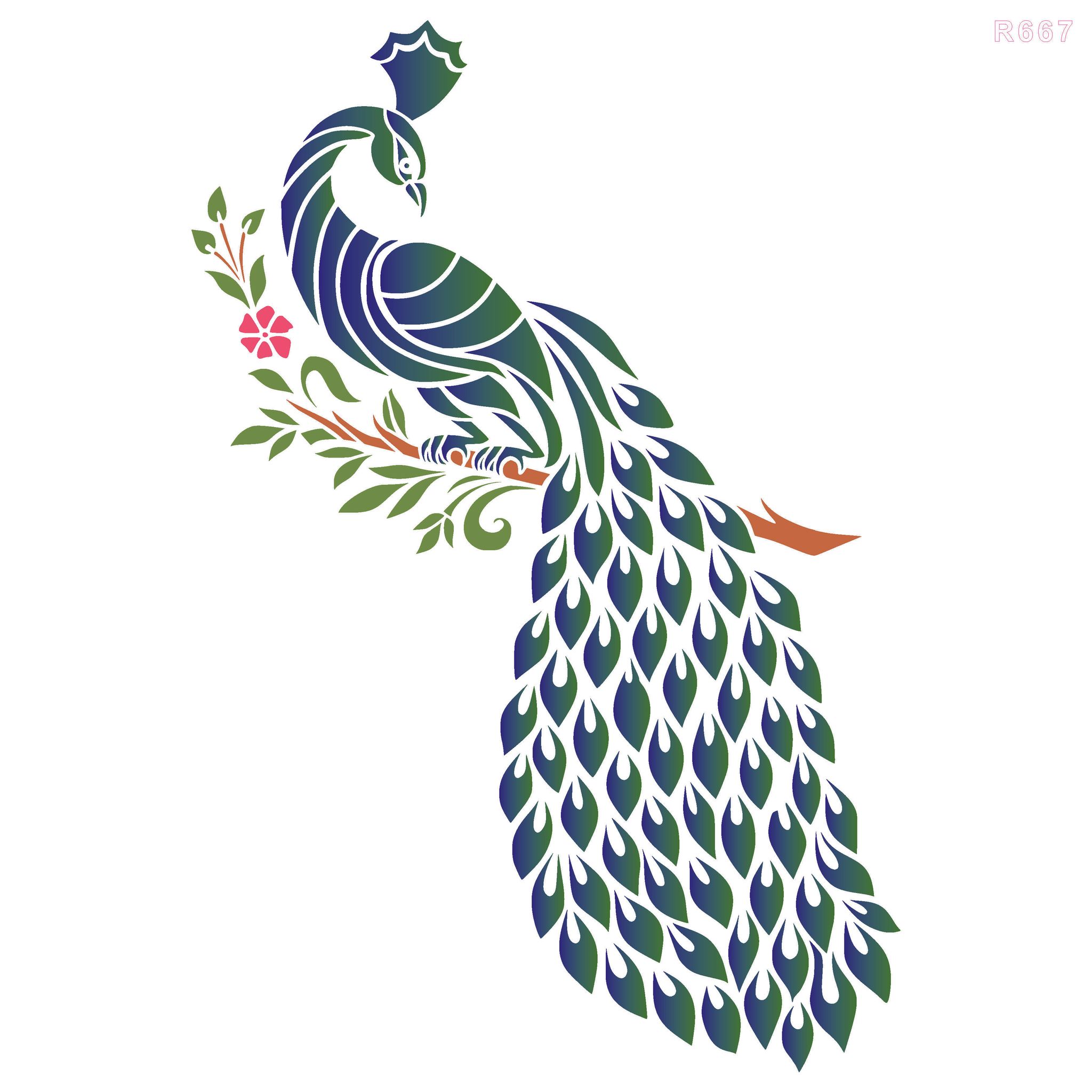 R667_Peacock Wall Stencil_0