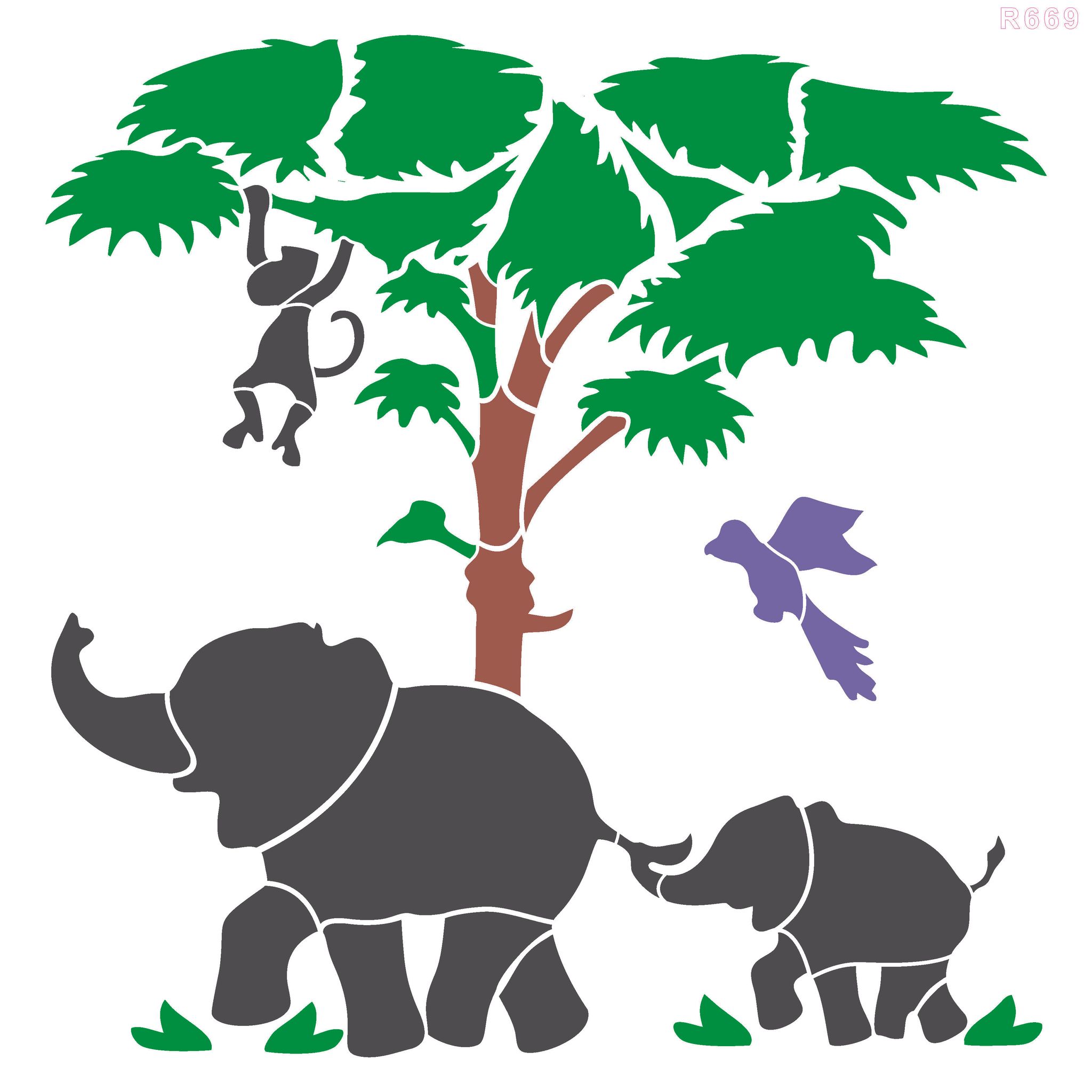 R669_Elephant Wall Stencil_0