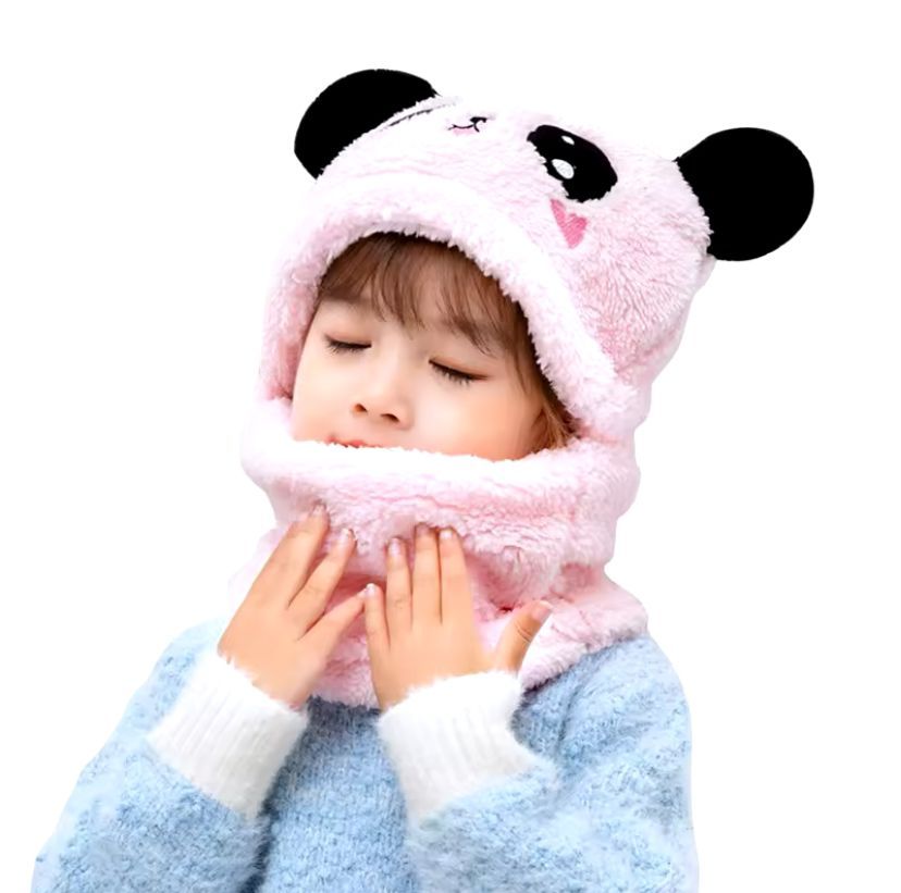 Kid's Wool Panda Cartoon Winter Cap for Boys & Girls Free Size_1