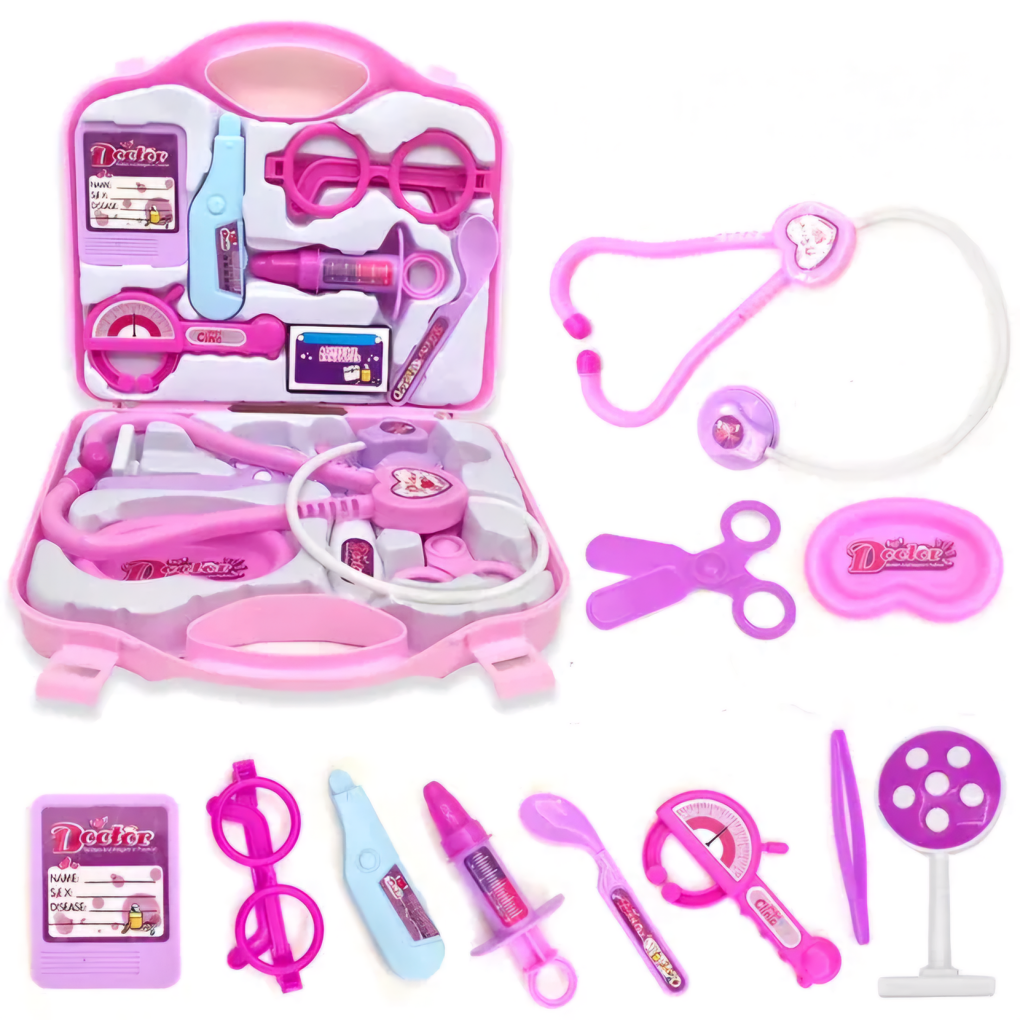 Ensemble de jeu de docteur haute technologie avec valise pliable, kit de jeu de jouets de docteur, ensemble de jouets d'accessoires médicaux compacts, ensembles de jeu de simulation, kit de docteur pour enfants, garçons, filles, enfants, multicolore_1