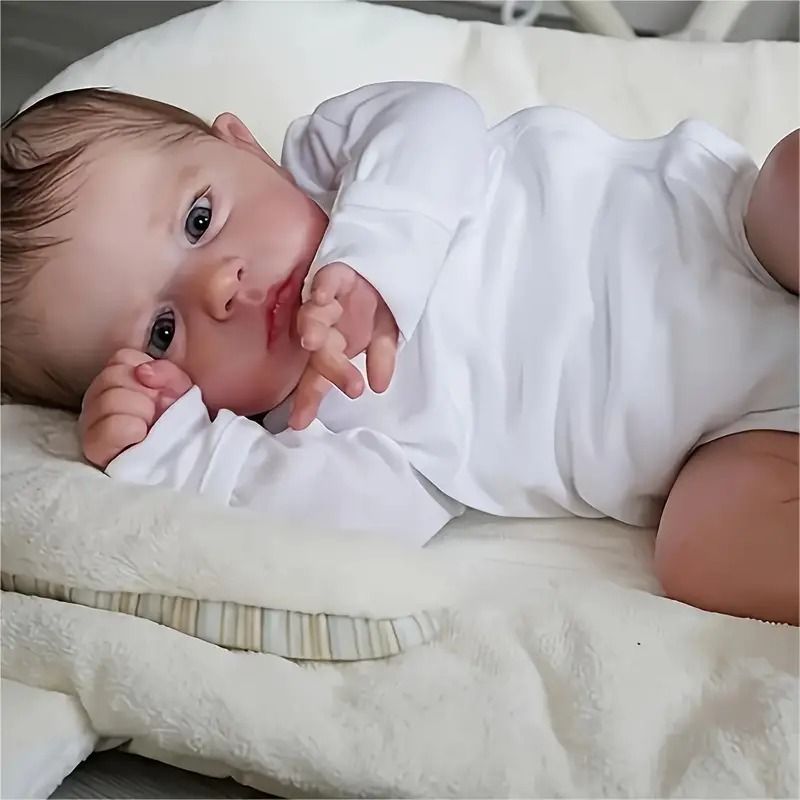 48cm Realistic Vinyl Reborn Doll - 3D Painted Full Body Soft Vinyl, Rooted Hair, Lifelike Expression _0