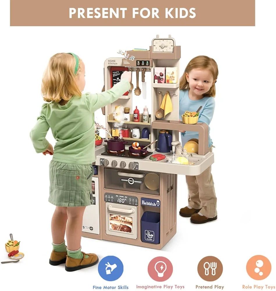 Jeu de Cuisine pour Enfants,74PCS Cuisines pour Enfants,simulateur de Cuisine avec lumière, Son et Vapeur,Jouets de Cuisine pour Enfants de Plus de 3 Ans,Jeu de Cuisine pour Enfants_1