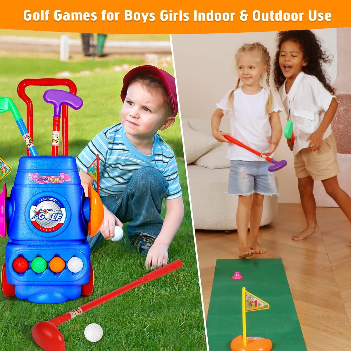 Ensemble de clubs de golf pour enfants Meland - Ensemble de jeu de balle de golf pour tout-petits, jouets de sport en plein air, cadeaux pour garçons et filles de 3, 4, 5, 6 ans (bleu)_2