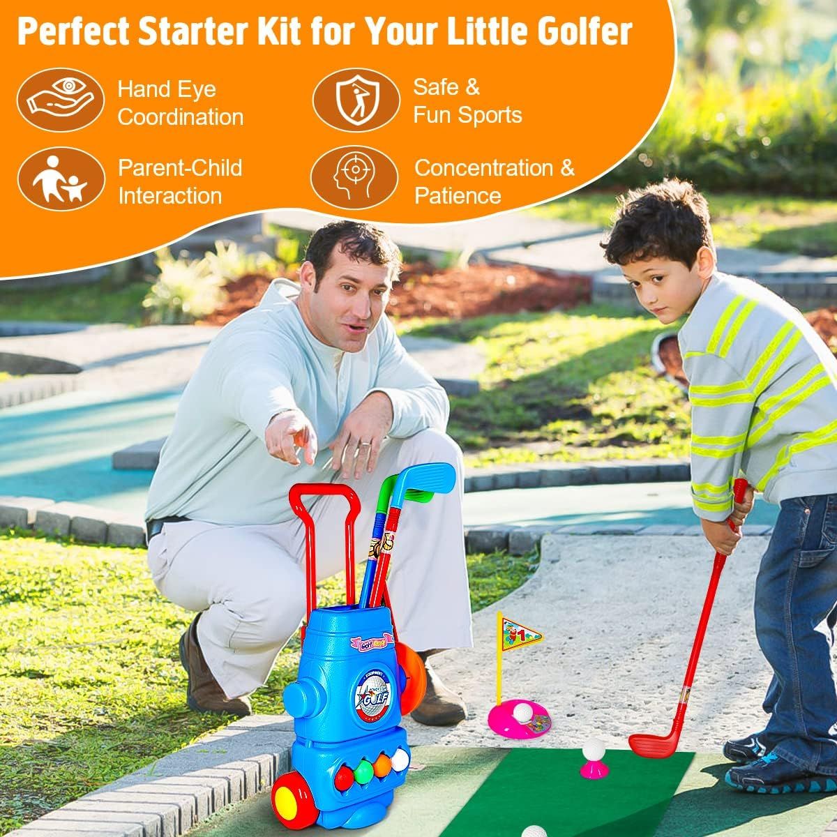 Ensemble de clubs de golf pour enfants Meland - Ensemble de jeu de balle de golf pour tout-petits, jouets de sport en plein air, cadeaux pour garçons et filles de 3, 4, 5, 6 ans (bleu)_3