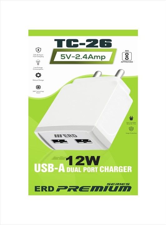 ERD TC-26 Dual Port 12W (2.4Amp) Charger, White (Dock Only)_0