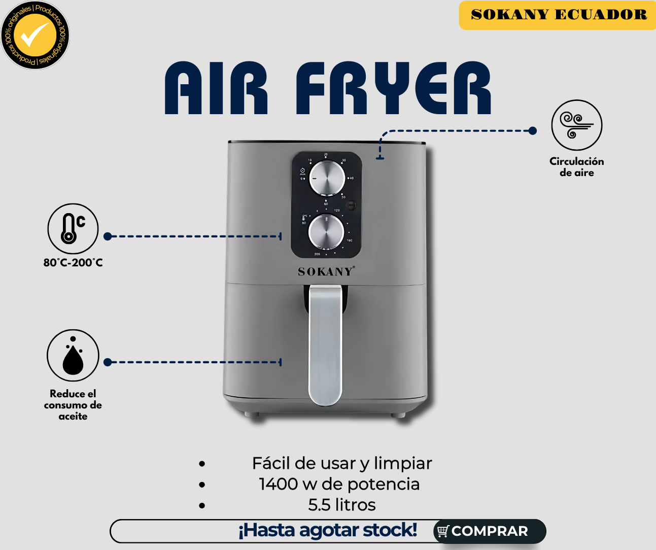 Freidora de Aire 5.5L - Sokany_0