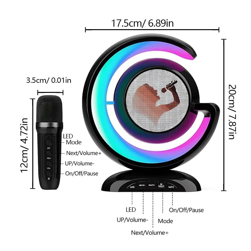 Haut-parleur Bluetooth portable à lumière LED cool et microphone karaoké stéréo sans fil pour la maison_1