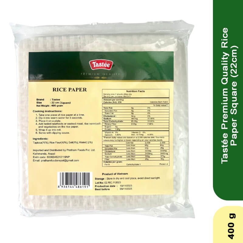 Tastee Premium Quality Rice Paper Square (22cm), 400gm_0