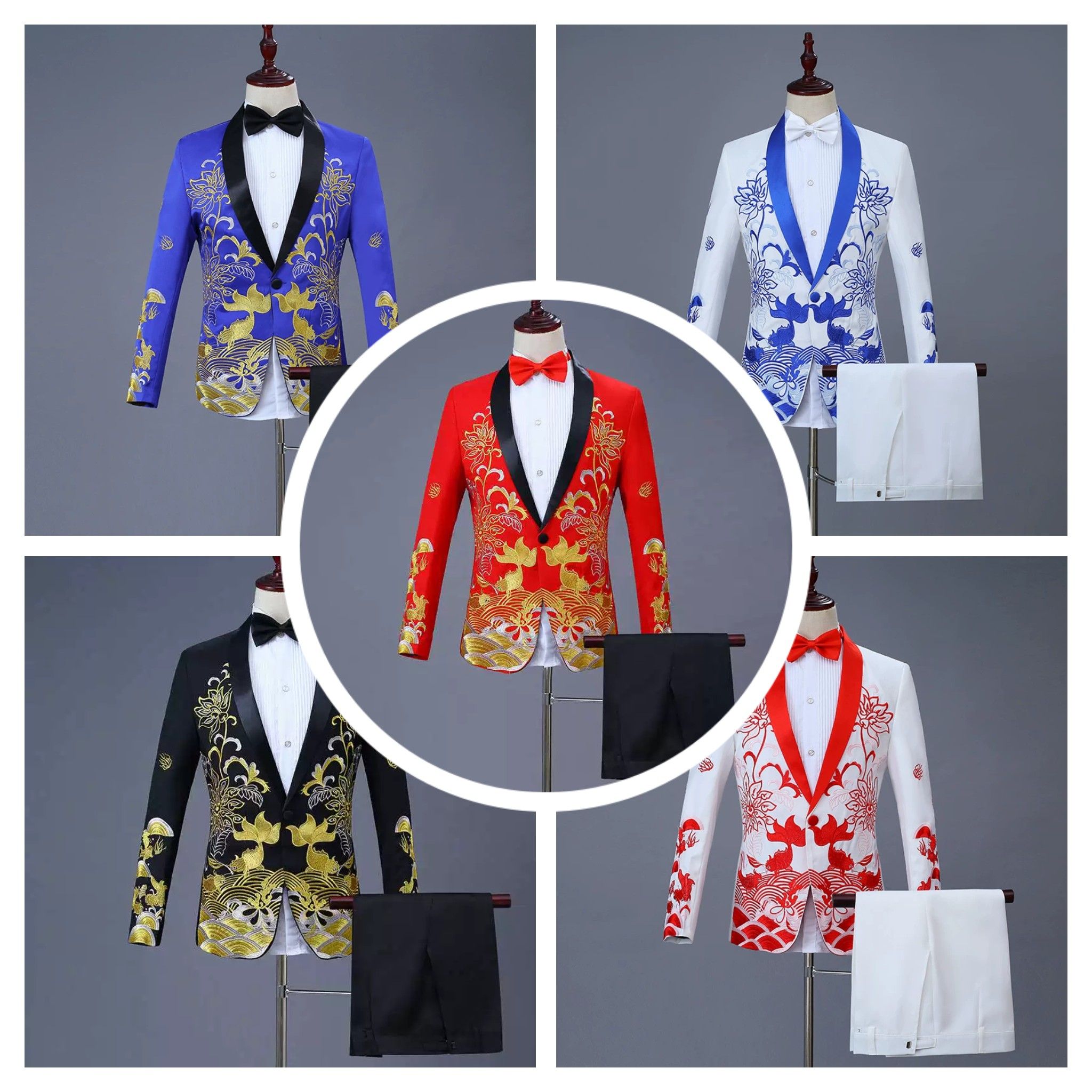 Floral Koi Pattern Tailored Fit  Tuxedo_0