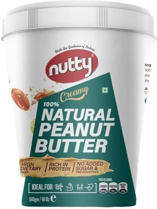 Nutty 100% Natural Peanut Butter Creamy, 510gm_0