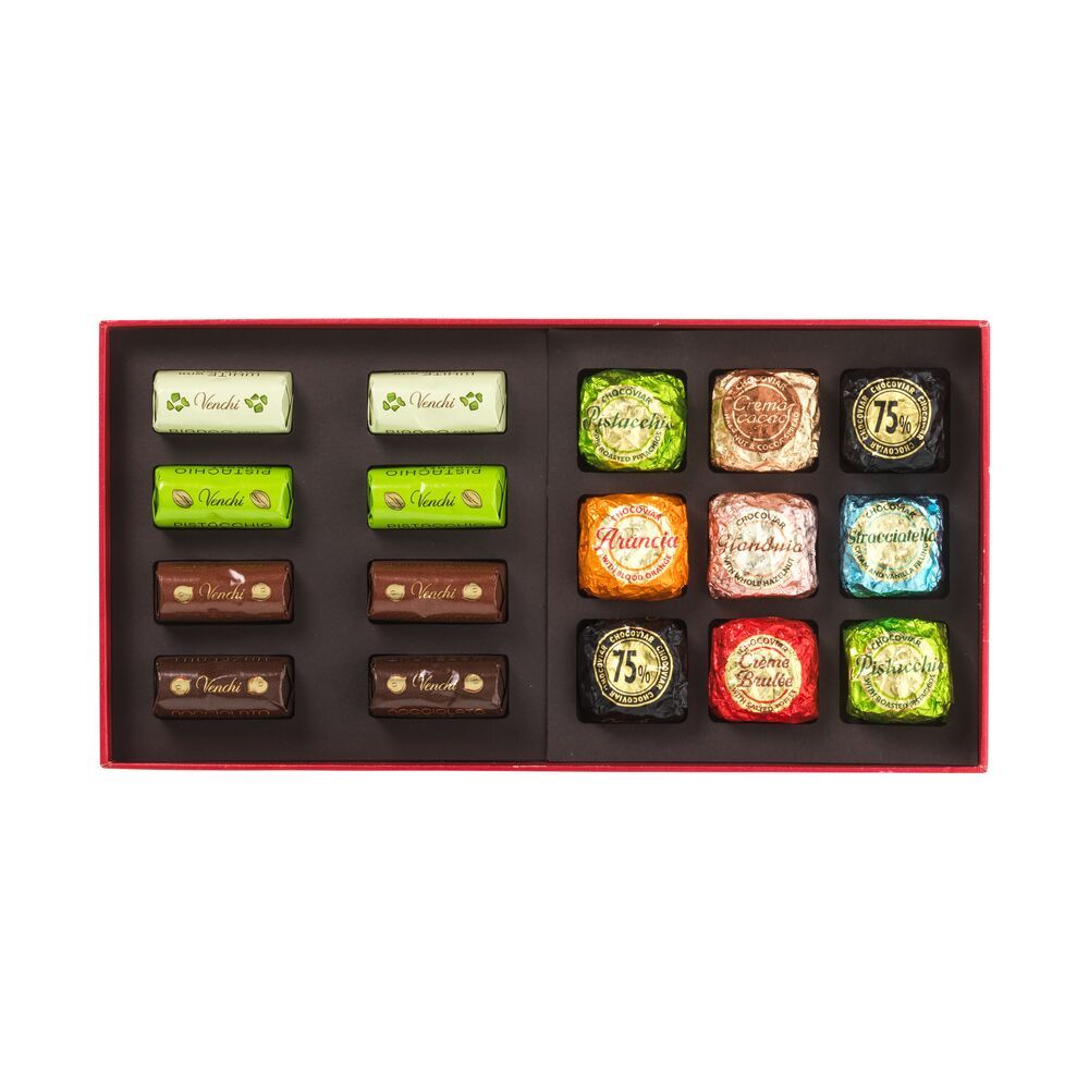 2024 XMAS RED RECTANGLE GIFT BOX  WITH INGOTS AND CHOCOVIAR 290G_2