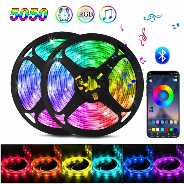 RGB LED Wall Strip Light Smart SMD 5050 Bluetooth Music Sync Flexible Tape Diode Ribbon TV Backlight APP Control_0