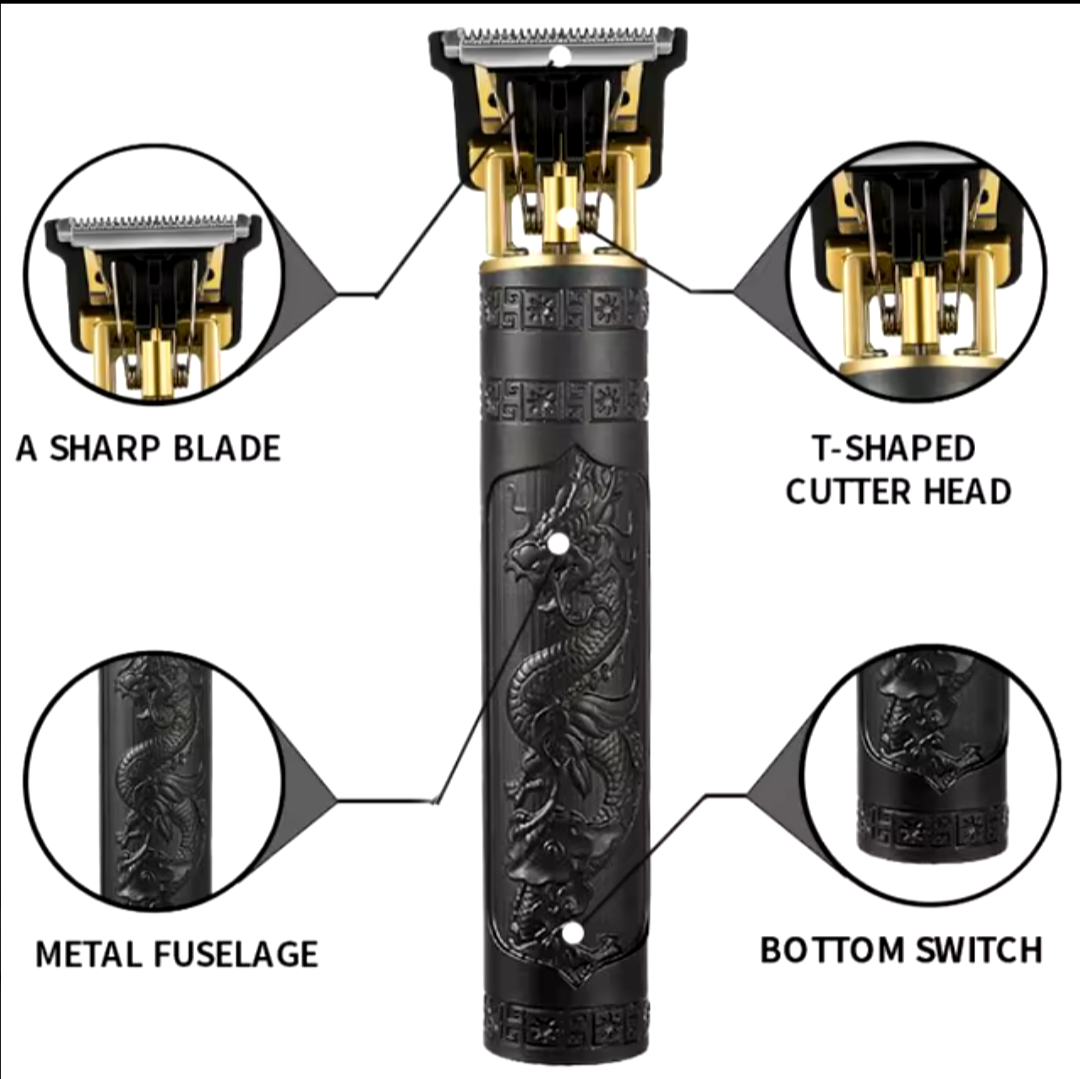 Haircut Razor for Men Rechargeable Clipper Shaver Adult Electric Vintage Clipperrazor Home USB Charging Barber Shop Black Dragon_4