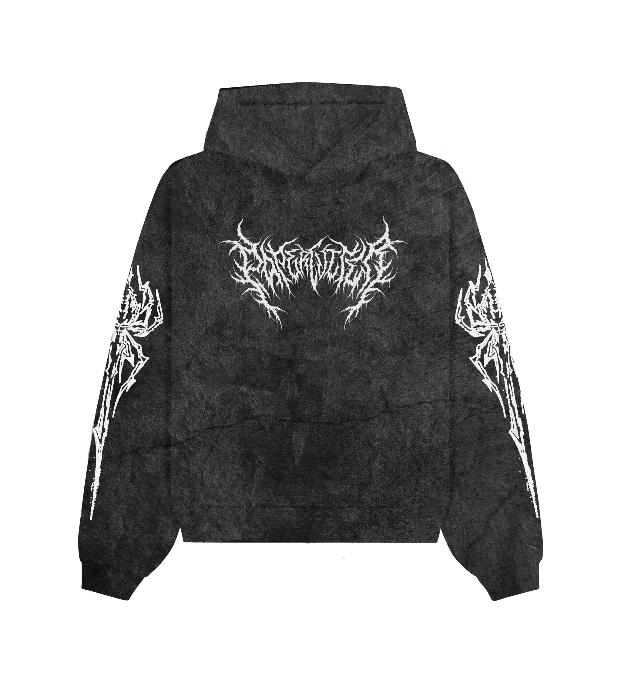 Dark Metal White Oversized Stonewashed Hoodie_0