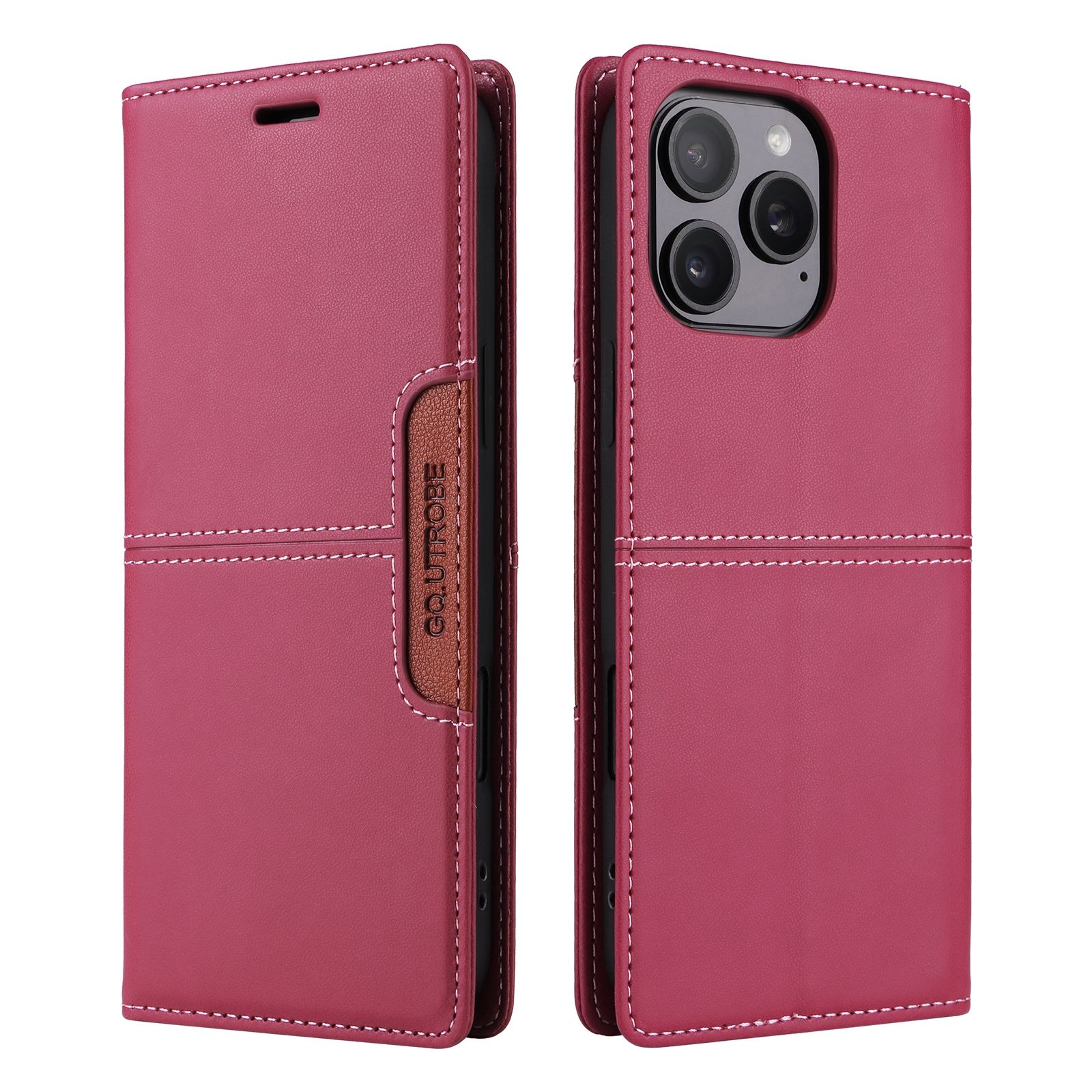 For iPhone 16 Pro Max GQUTROBE G01 RFID Anti-theft Leather Phone Case Red_1