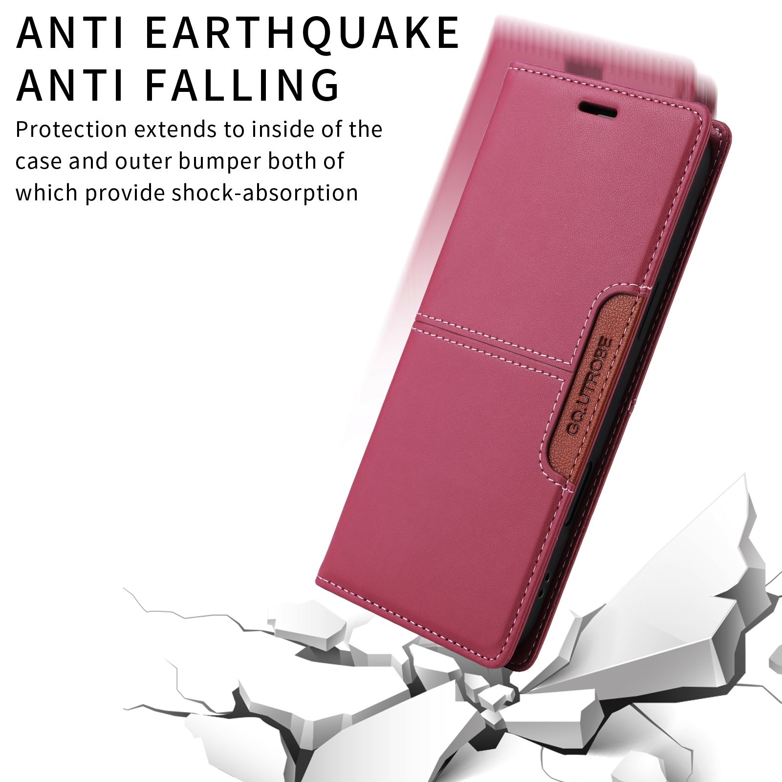 For iPhone 16 Pro Max GQUTROBE G01 RFID Anti-theft Leather Phone Case Red_5