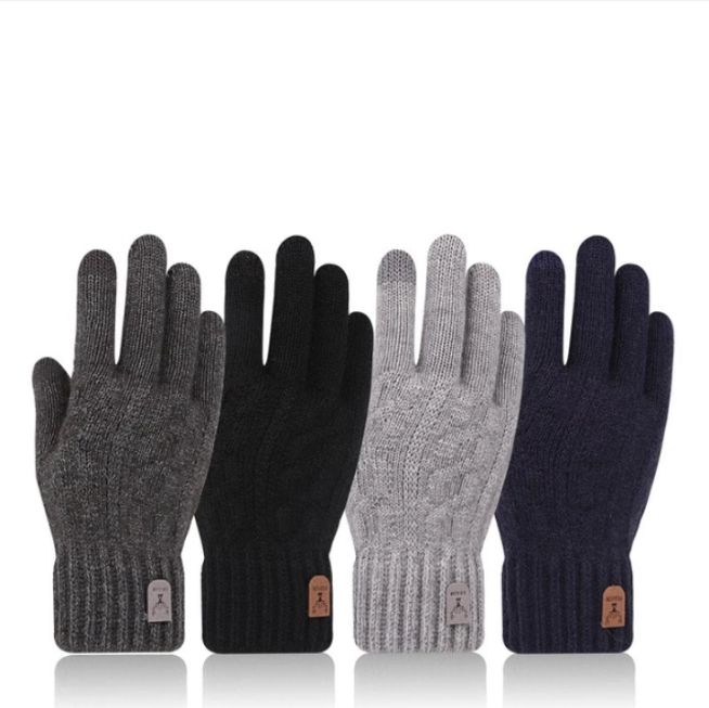 Gants tricotés en laine polaire unisexe_7