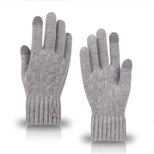 Gants tricotés en laine polaire unisexe_1