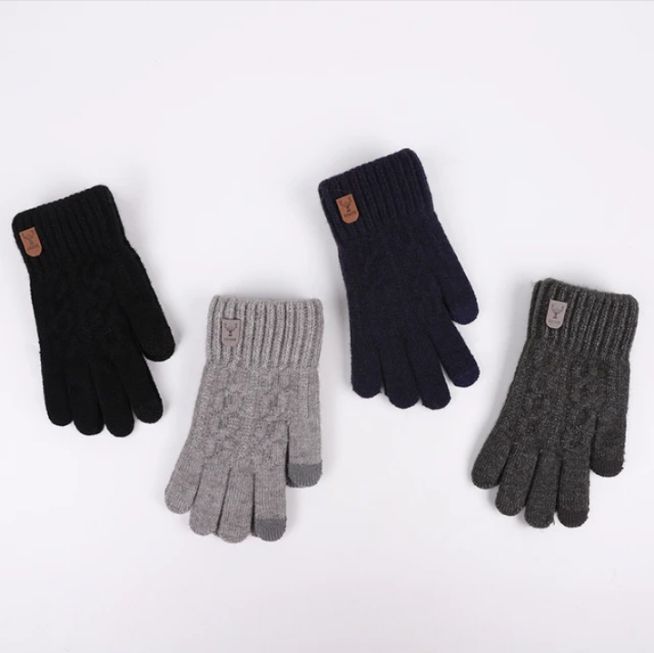 Gants tricotés en laine polaire unisexe_5