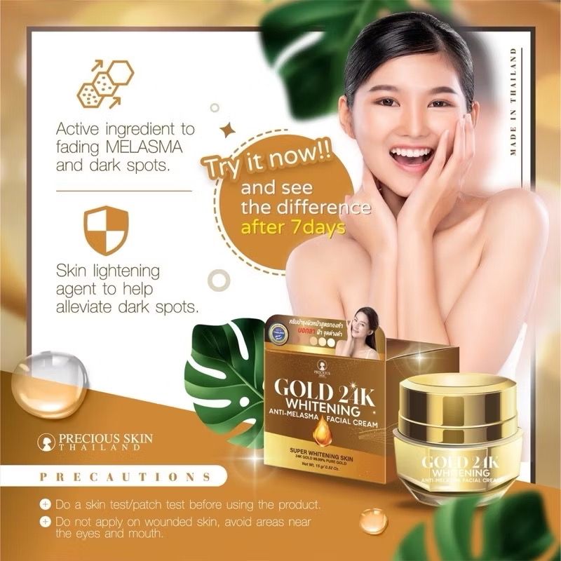 PRECIOUS Gold 24K Whitening Anti-Melasma Facial Cream 15g_1