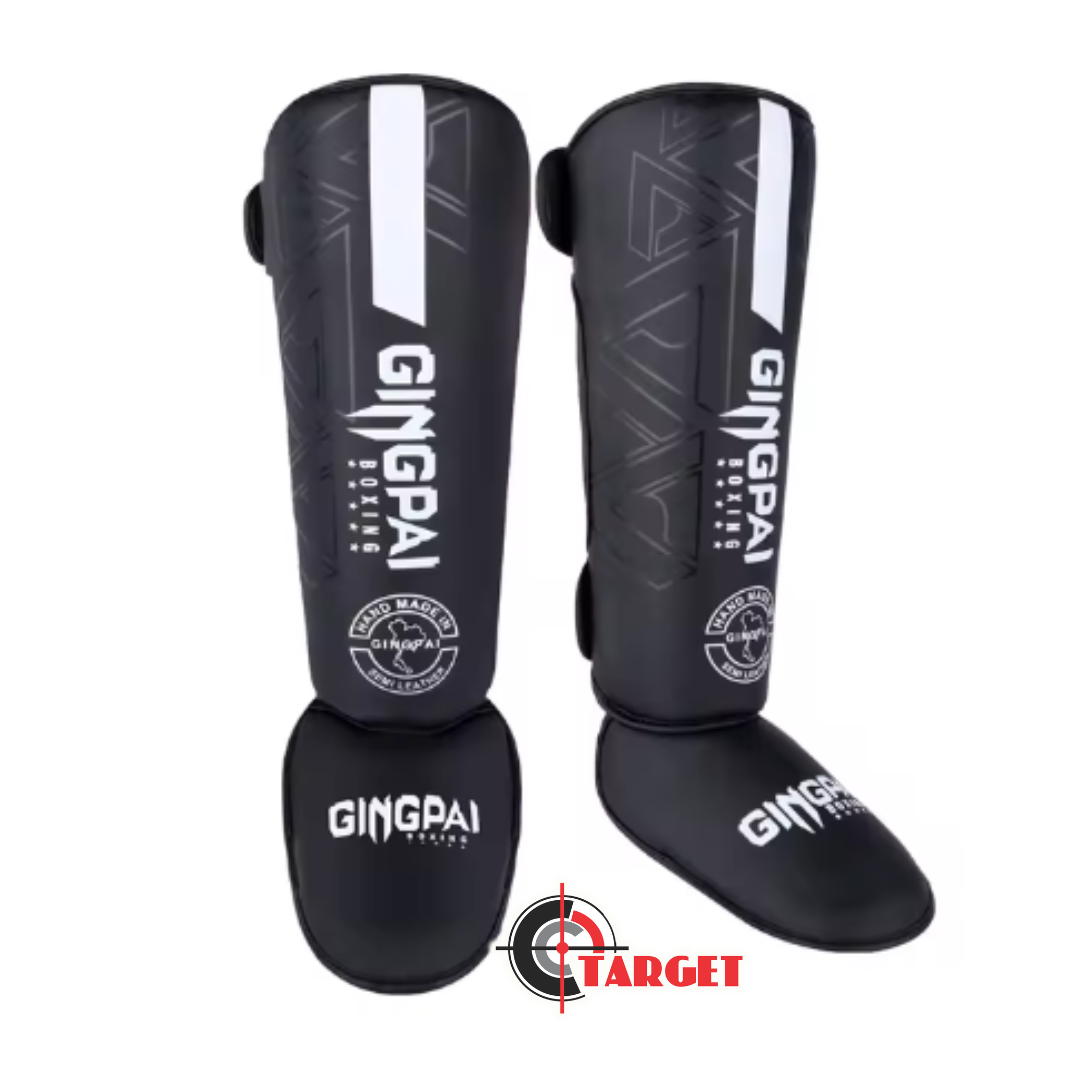 Boxing Shin Guards 2 Pcs Black White GINGPAI_0