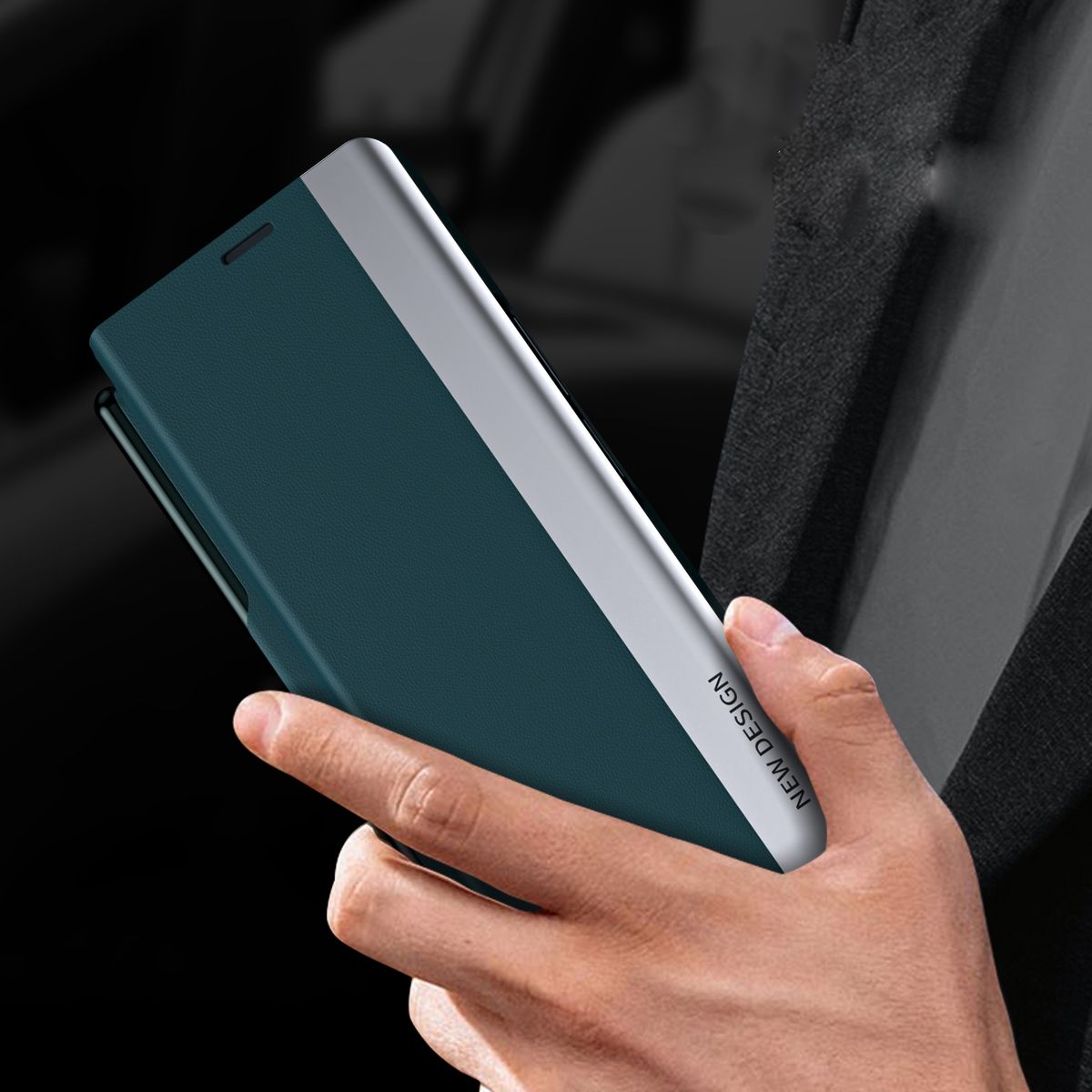 For Samsung Galaxy Z Fold 5 5G Side Electroplating Adsorption Ultra-thin Leather Phone Case with Pen Green_3