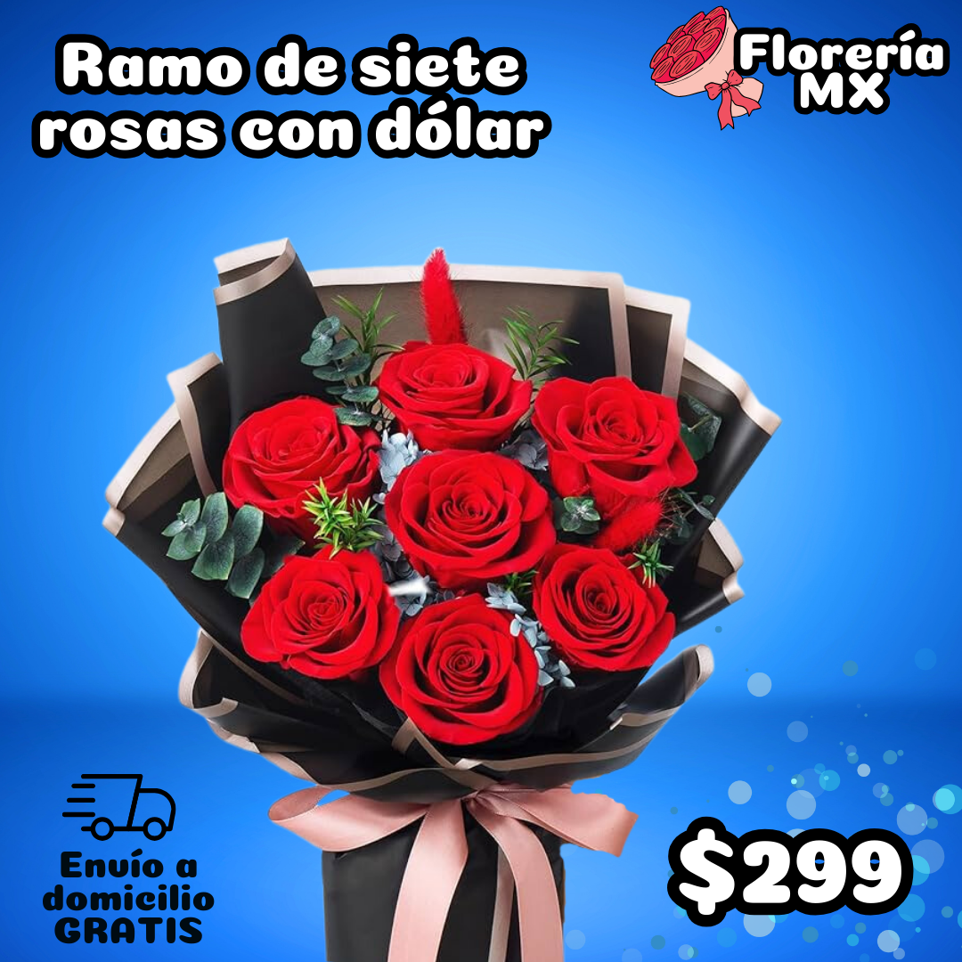 RAMO DE 7 ROSAS Y DÓLAR_0