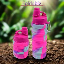 Foldable Water Bottle, Silicone Leak Proof Portable Sports Travel Water Bottle for Outdoor, Gym, Hiking (1 Pc / 24 cm Foldable / 500 ML)_3