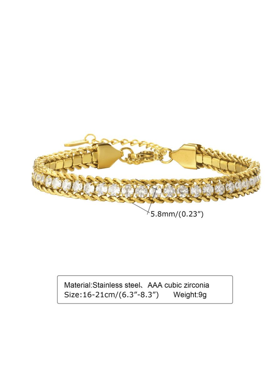 Stainless steel cubic zirconia link bracelet_1