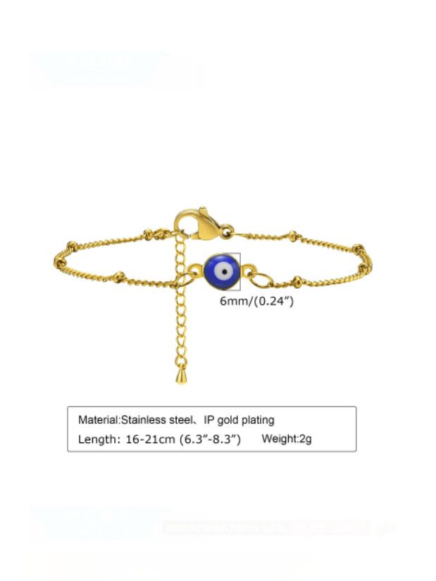 Stainless steel enamel eye vintage link bracelet_1