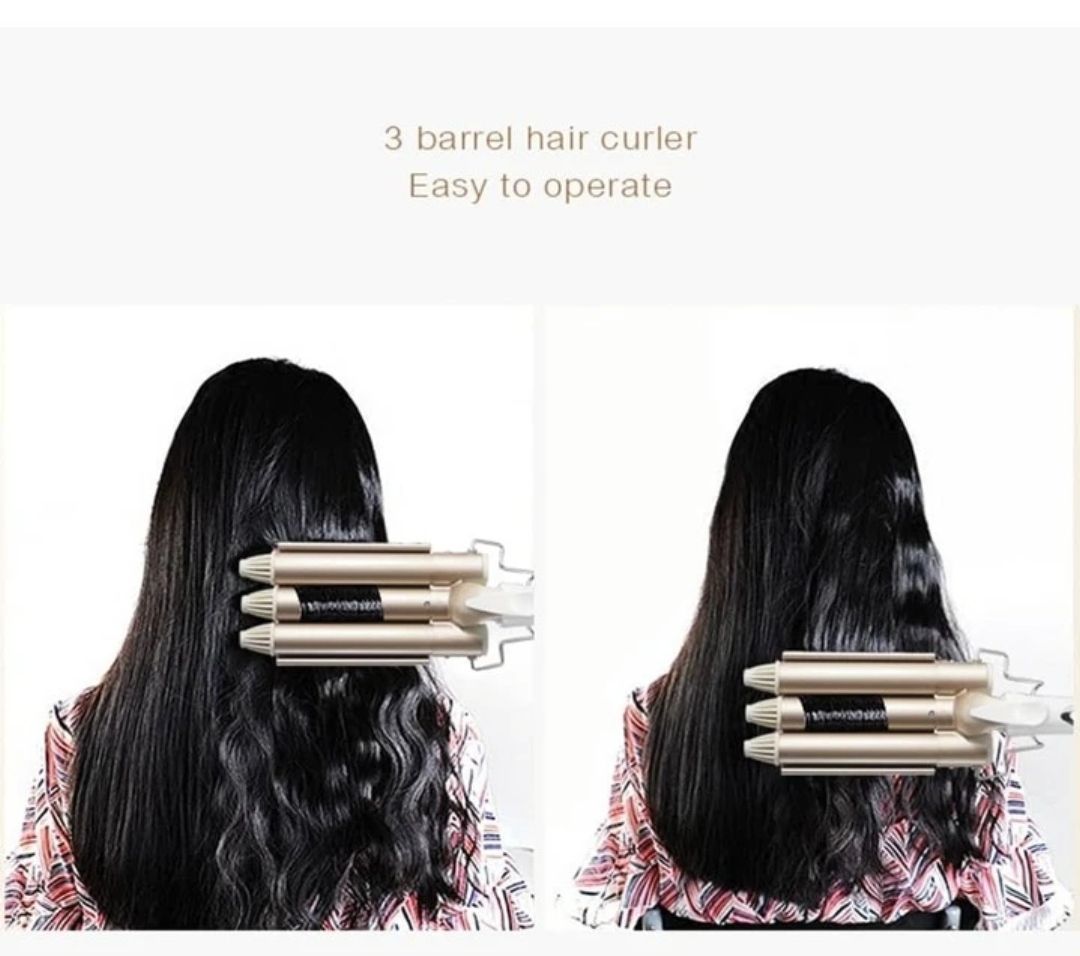 Triple Barrel Waver, Hair Curler For Loose Curls, Crimped Waves, Deep Waves  ( AO-50022/PERM BOARD )_5