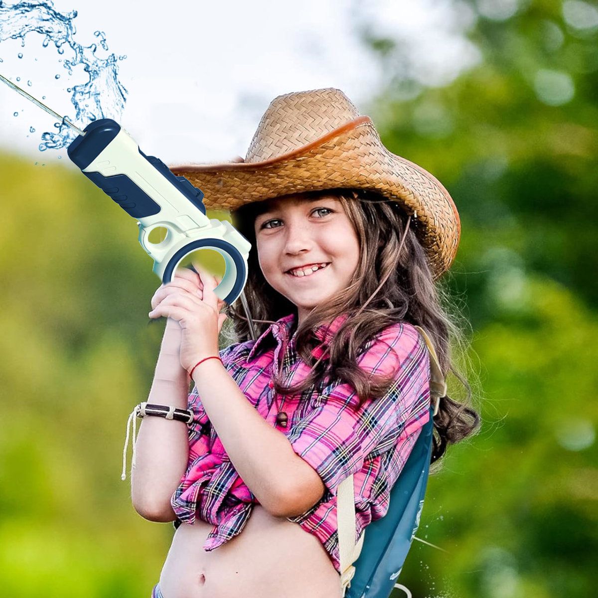 Pistolet à eau Arme à eau avec réservoir de 1,5 l Bleu_2