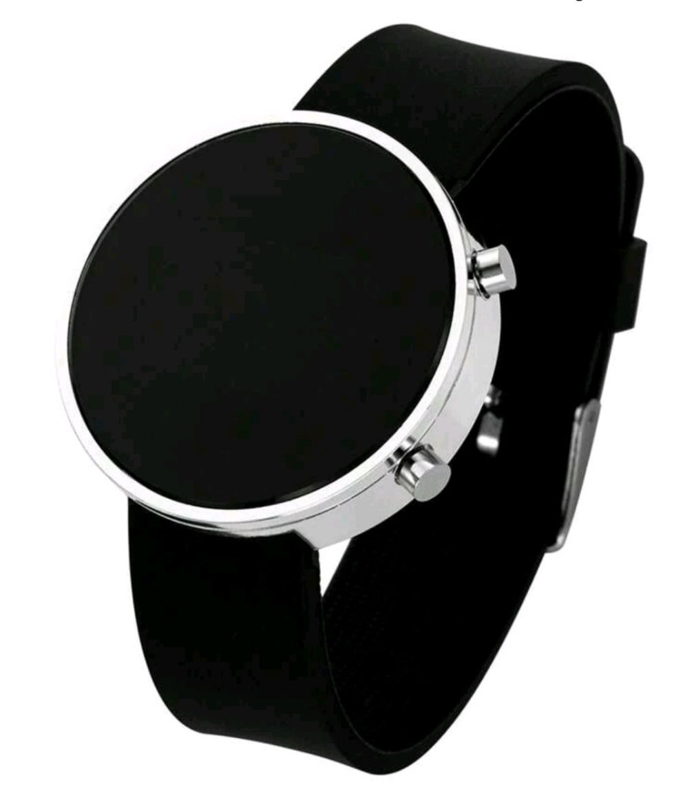 Black silicone sport watch. Digital watch _0