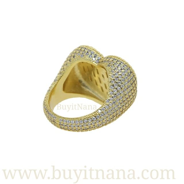 GOLD PLATED BAGUETTES DIAMOND HEART RING _0