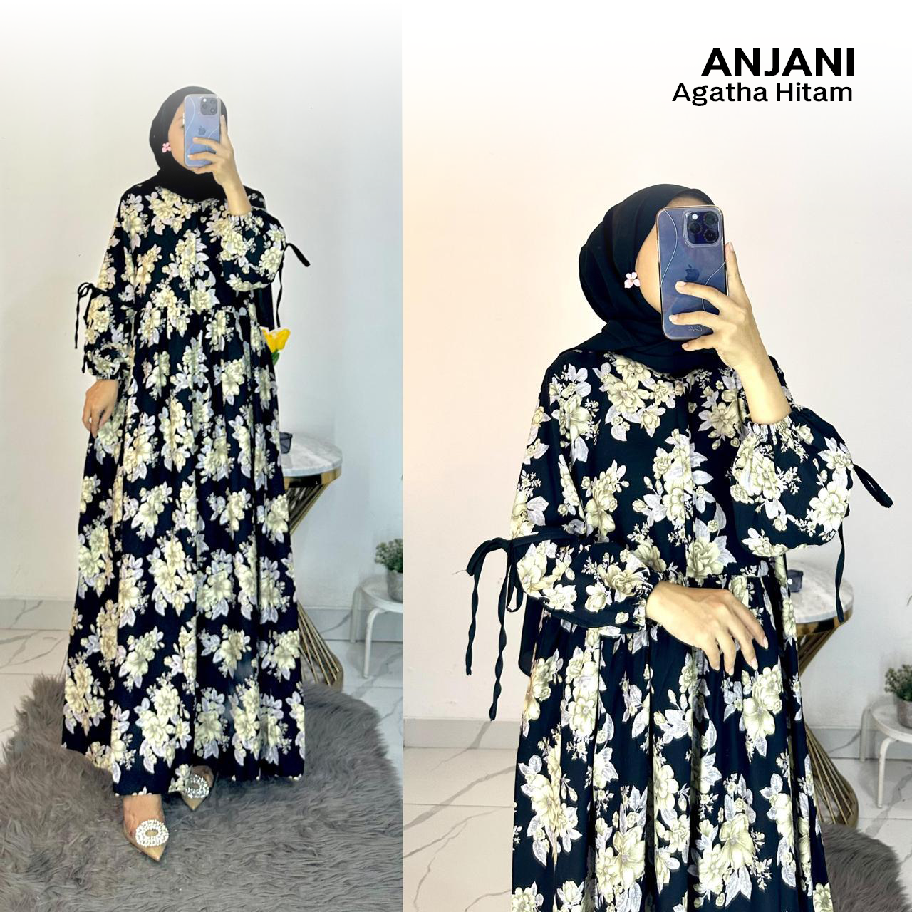 Dress Anjani Pita Rayon Diamond Set Hijab - All Size_0