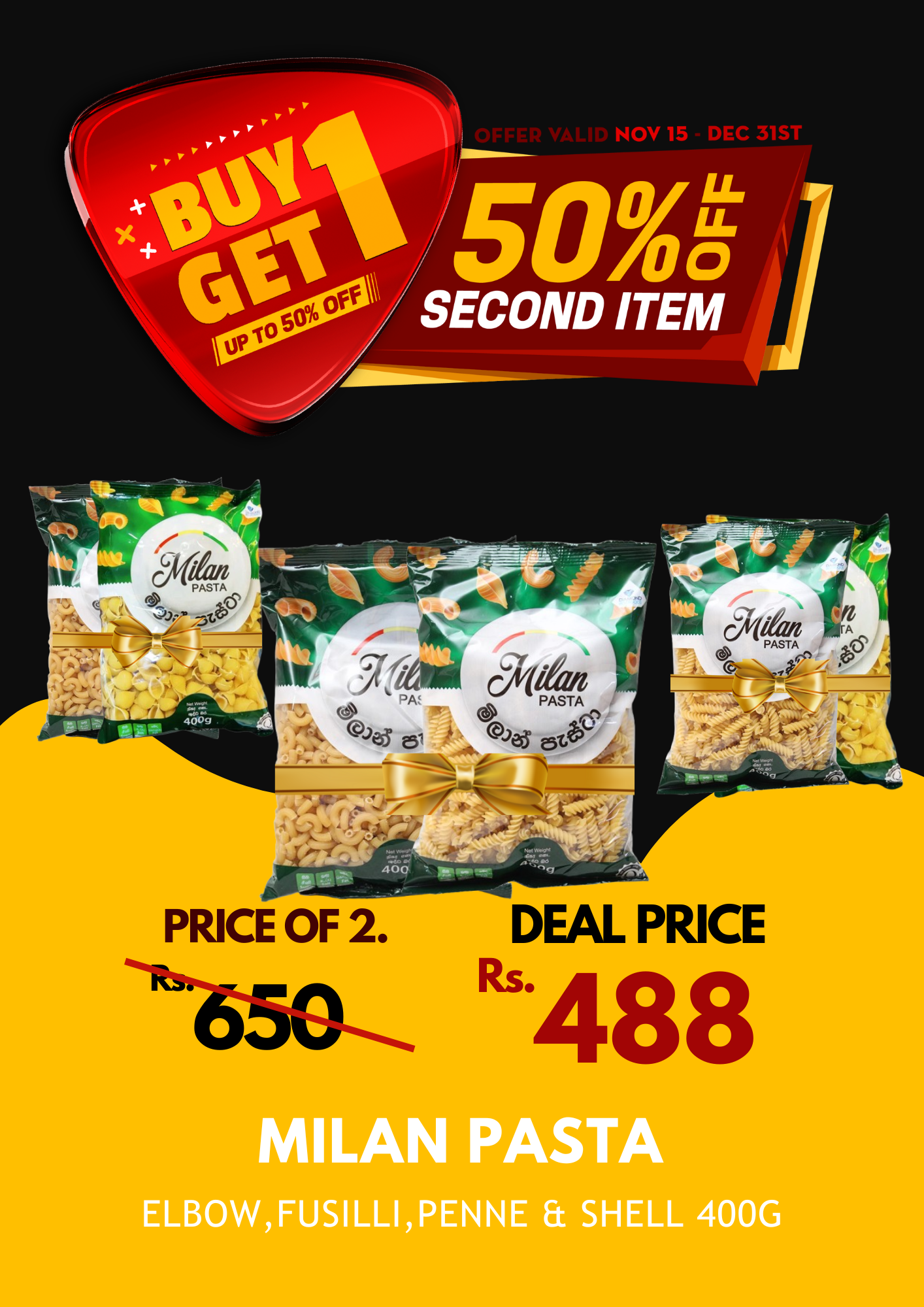 Milan Pasta 400g X 2 BOGO 50%_0