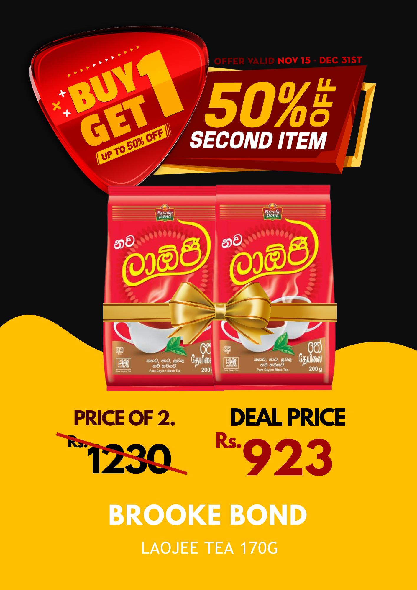 Brooke Bond Laojee Tea 170g X 2 BOGO 50%_0