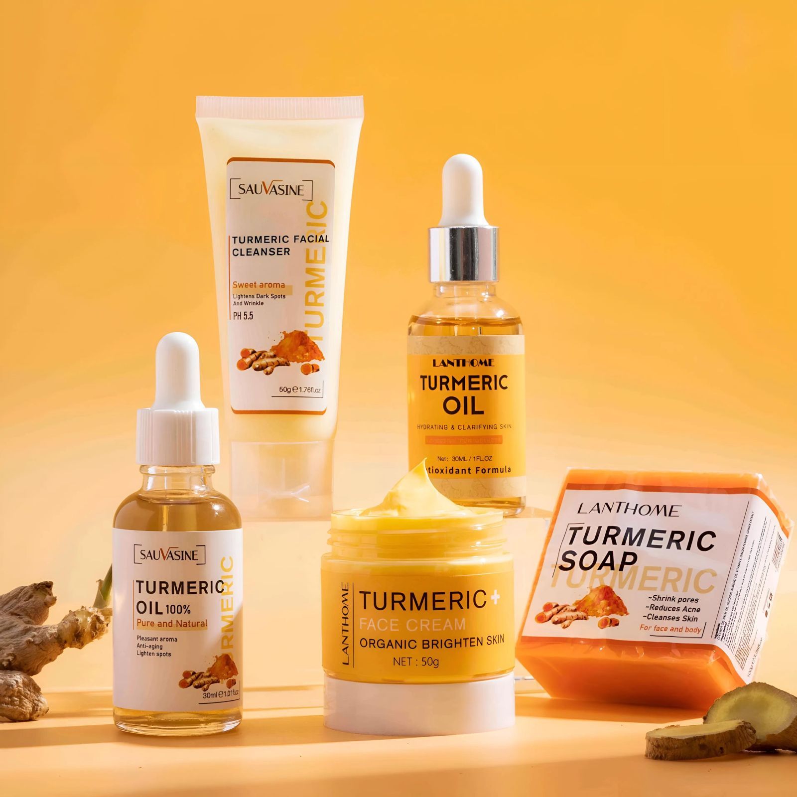 5 Piece Turmeric Skin Care Set / Dark Spot, Acne, and Hyperpigmentation_0