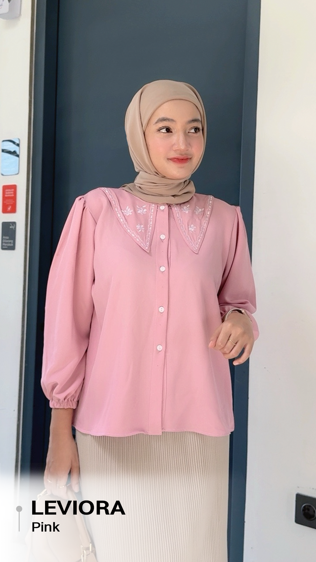 Leviora Blouse Bahan Shakila Polos Bordir - Size XL_2