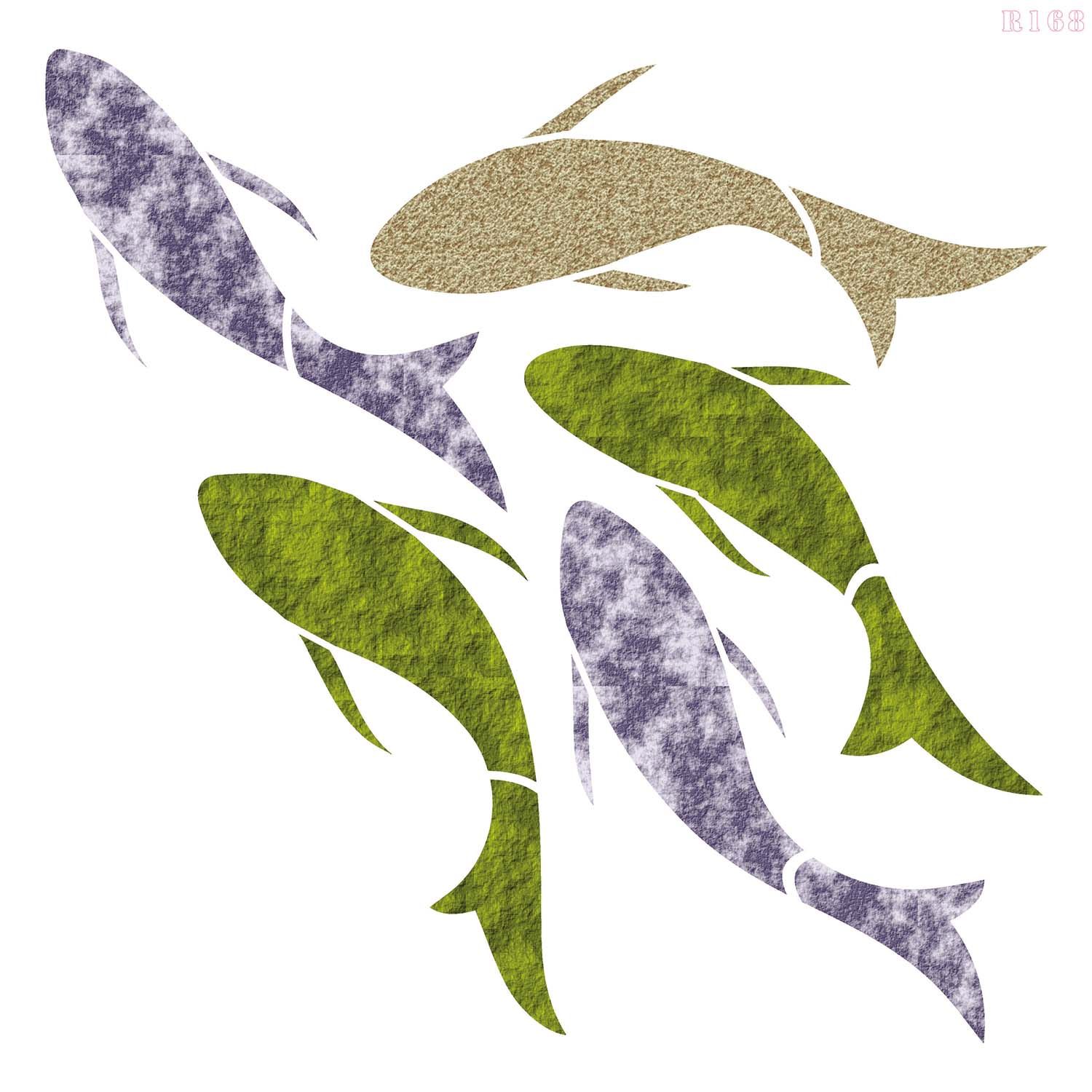 R168_Fishes Wall Stencil_1