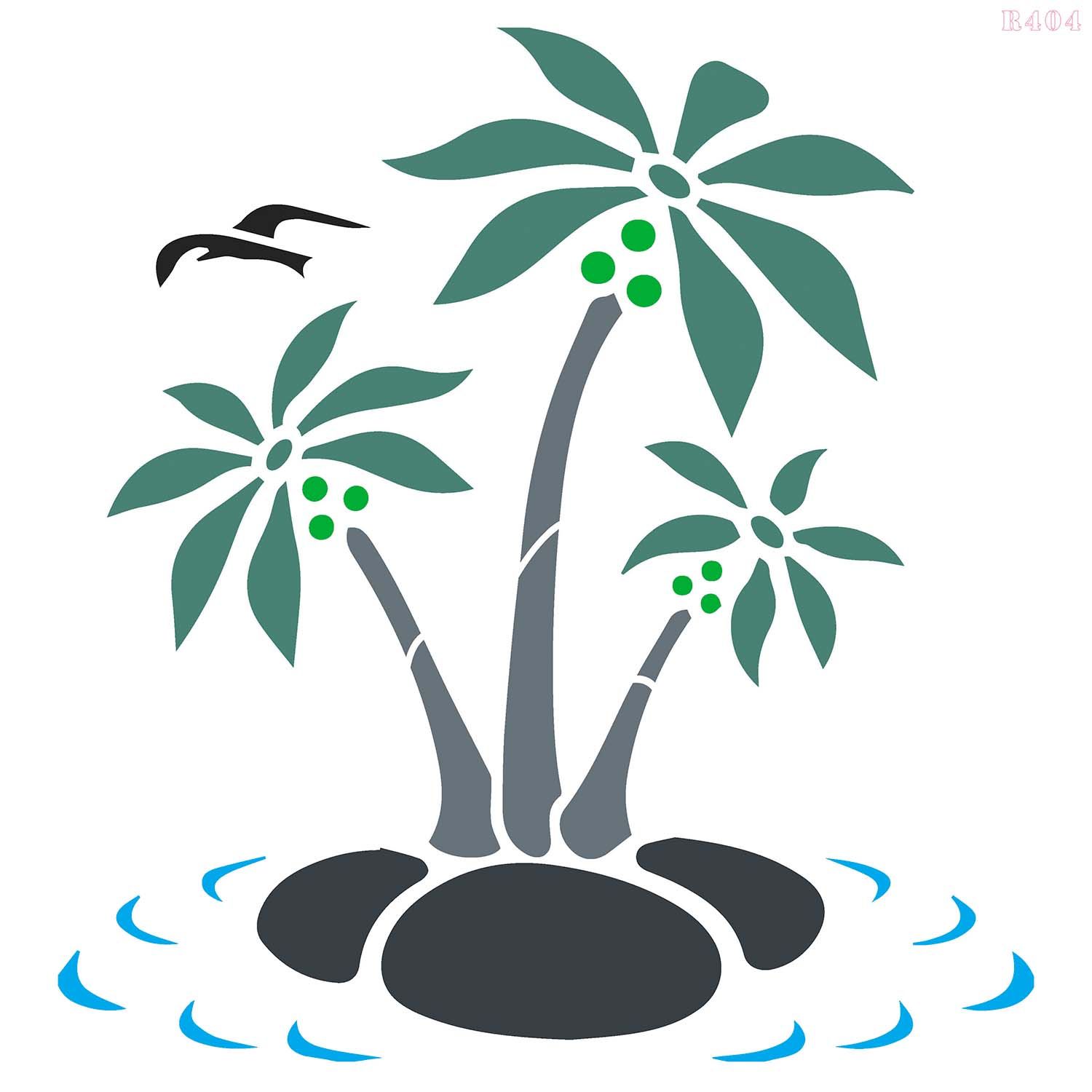 R404_Coconut Tree Wall Stencil_0