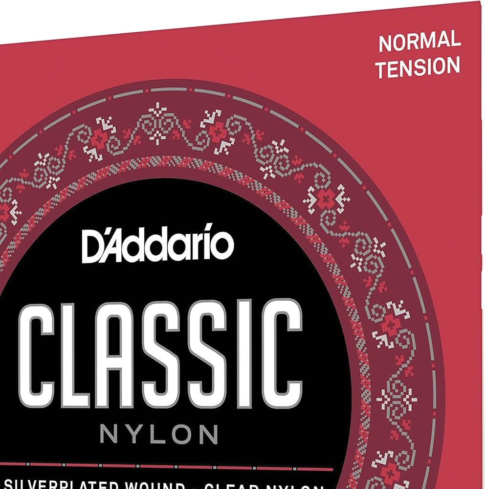 D'Addario Guitar Strings - Classic Nylon Guitar Strings - EJ27N Classical Guitar Strings - Silver Plated Wrap, Nylon Core, Clear Student Nylon Trebles - Normal Tension_3