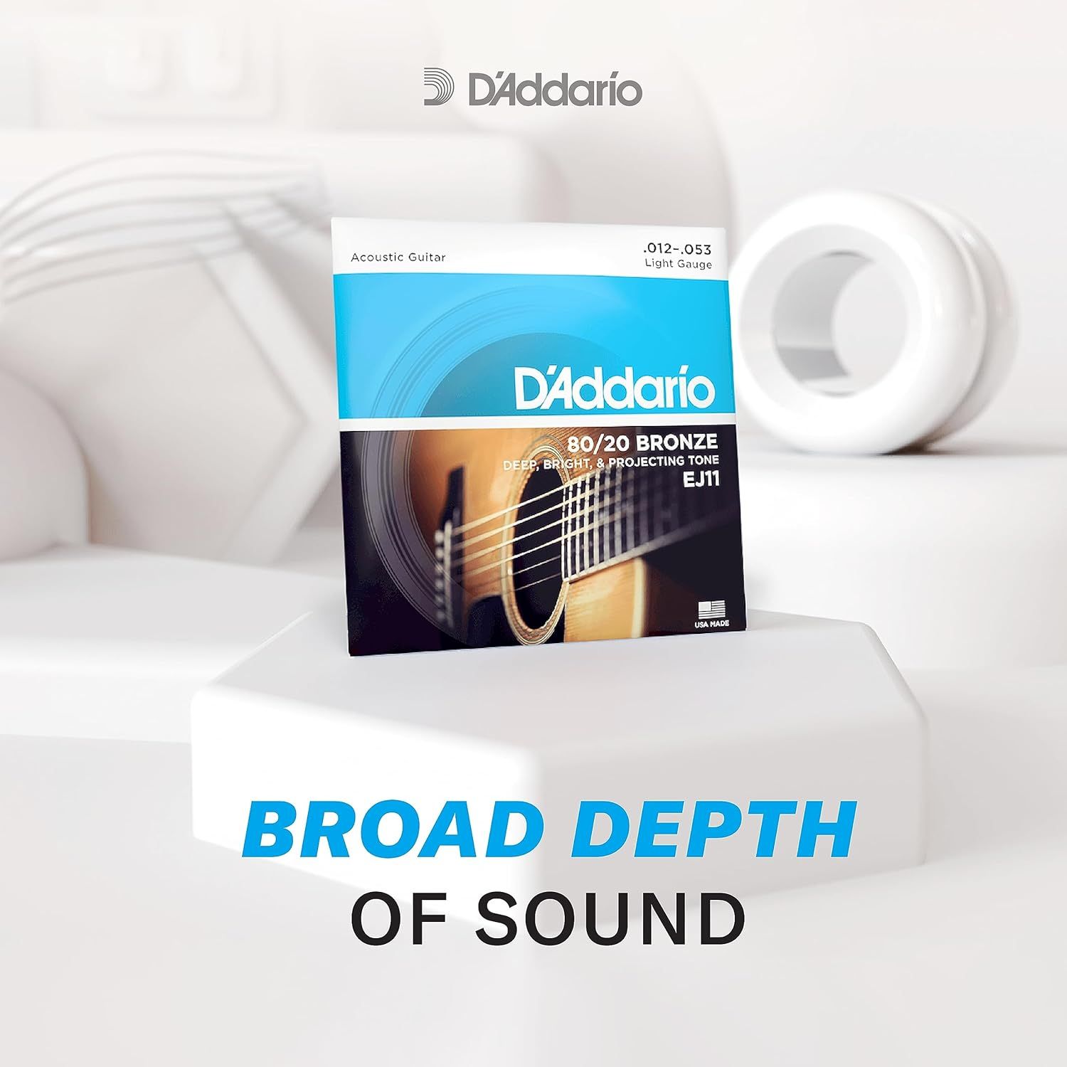 D'addario Coated Phosphor Bronze Light Acoustic Guitar Strings - EXP16_3