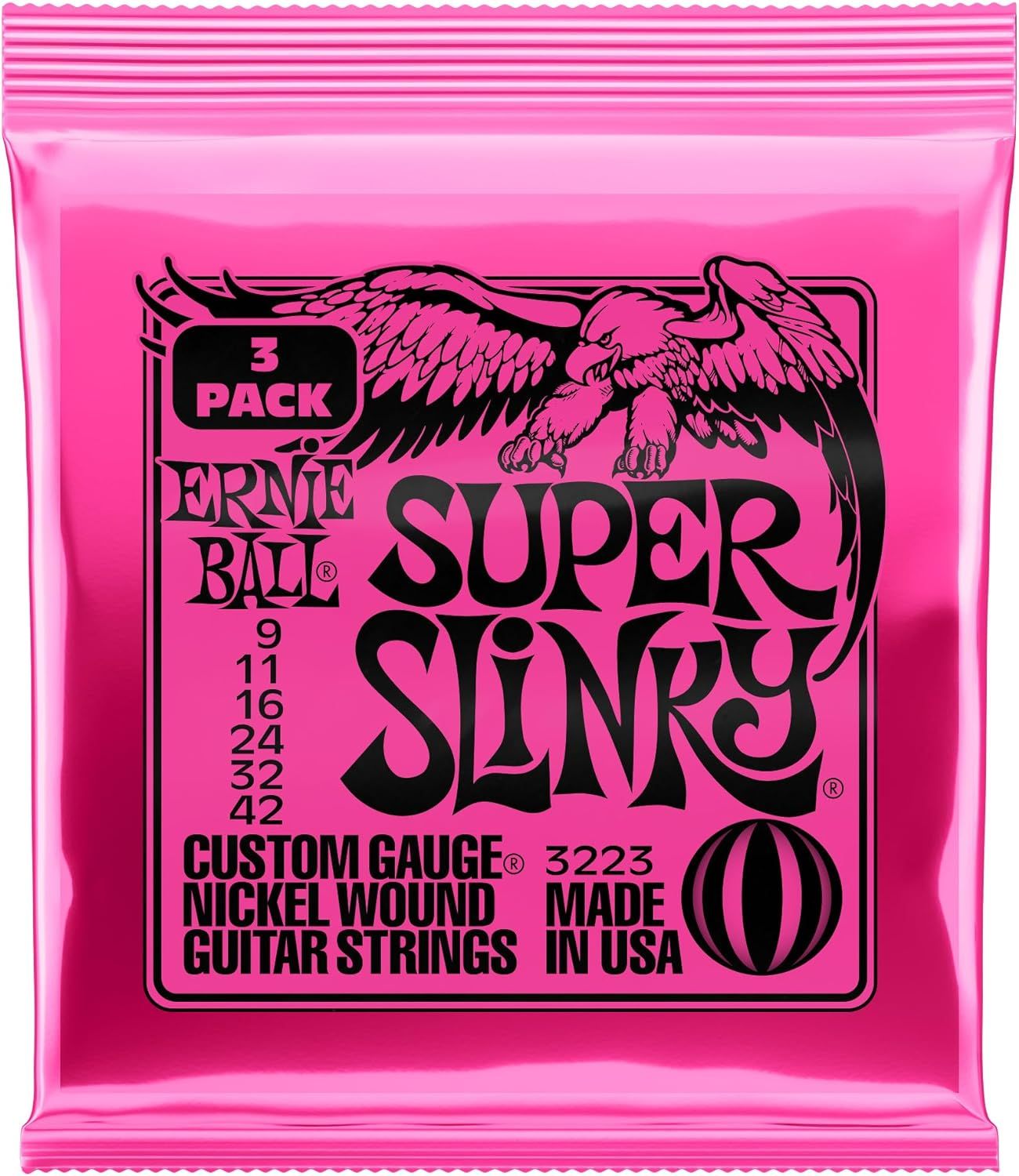 Ernie Ball Super Slinky Nickel Wound Sets, .009 - .042 (3 Pack)_0