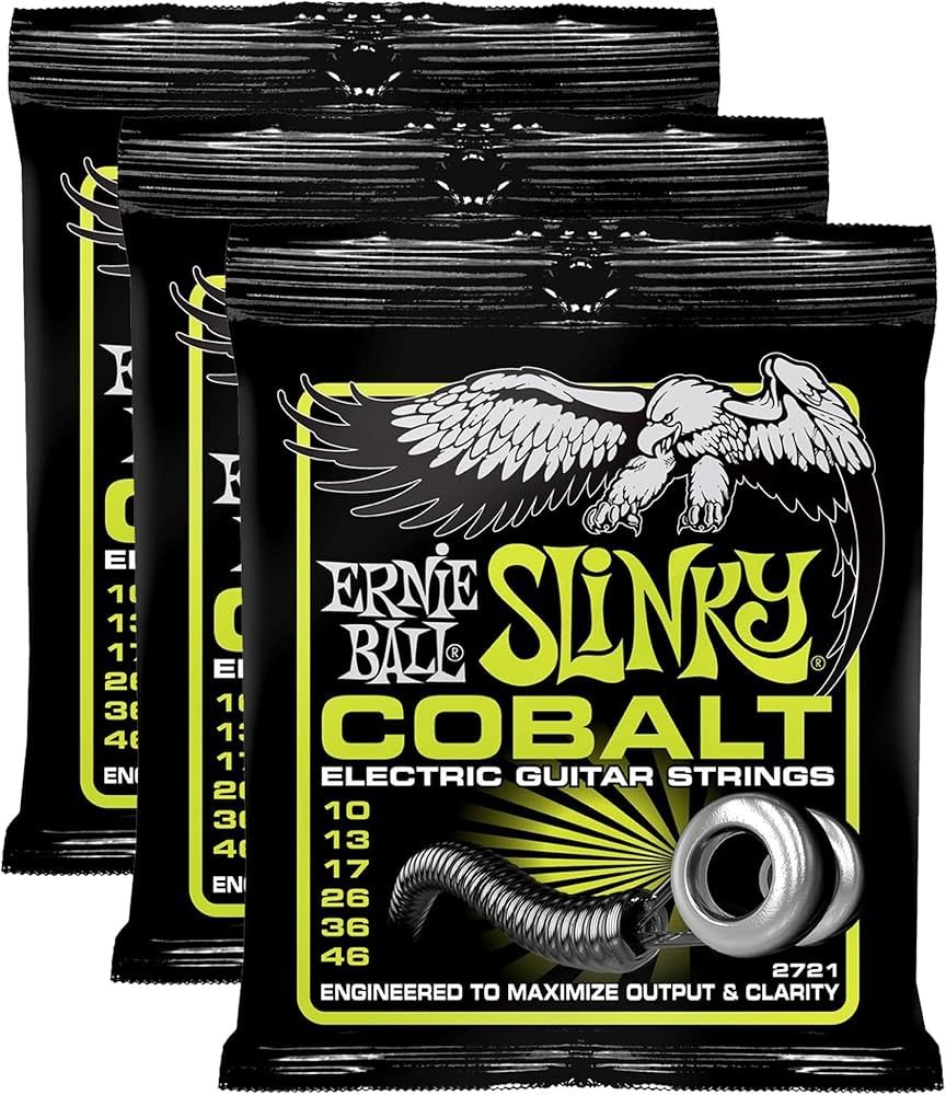 Ernie Ball Regular Slinky Cobalt Electric Guitar Strings 3 Pack - 10-46 Gauge_4