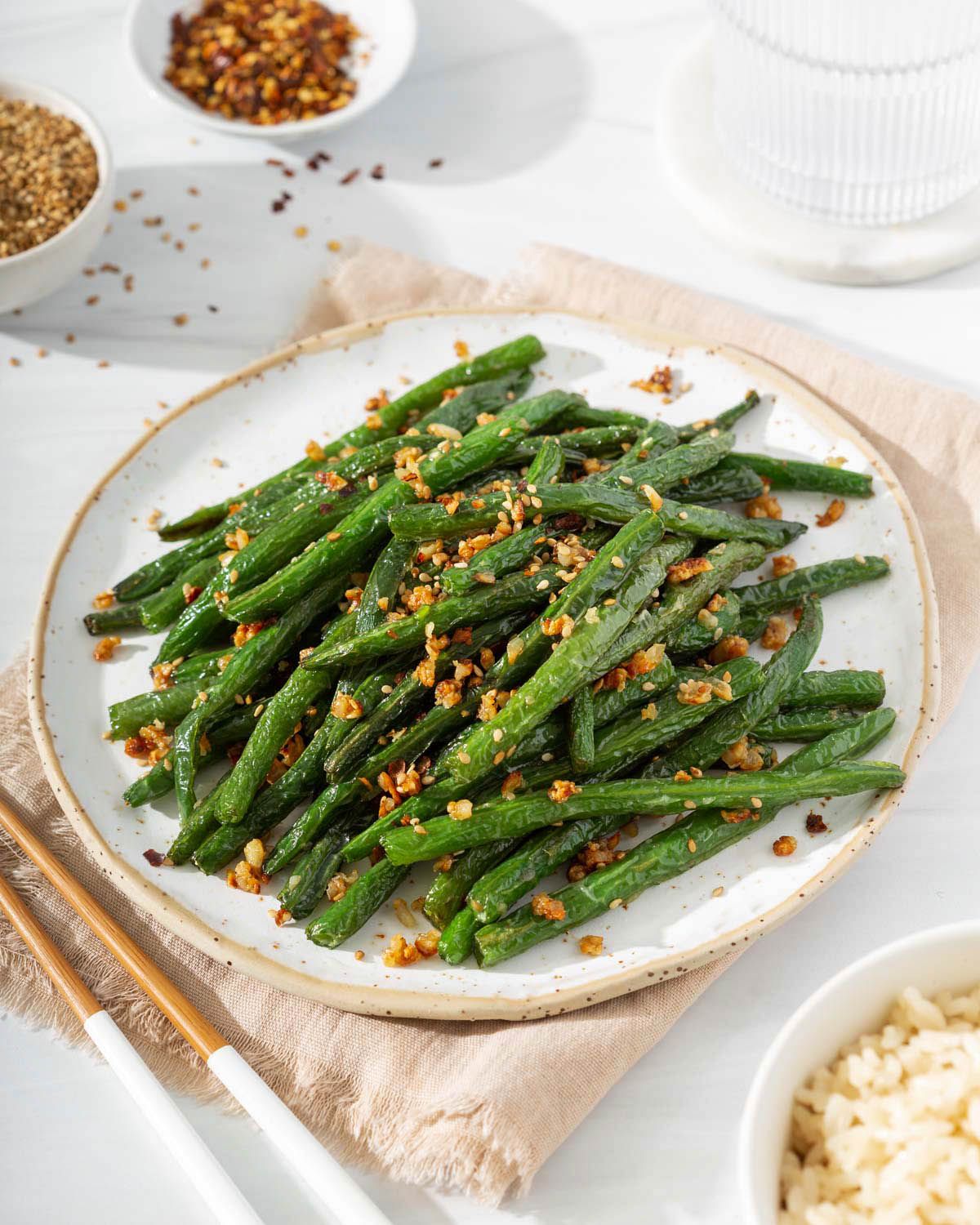 Stir-fried Garlic Green bean ผัดถั่วจีนกระเทียม _0